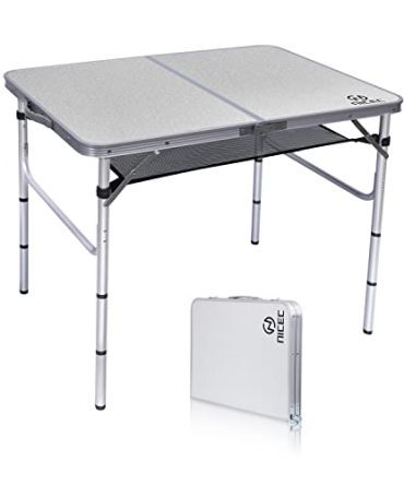 Folding Card Table Adjustable Height, Portable Camping Table Lightweight Aluminum