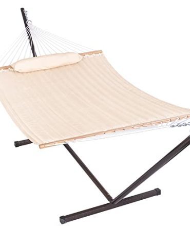 Quilted Fabric Hammock with 12 Feet Stand