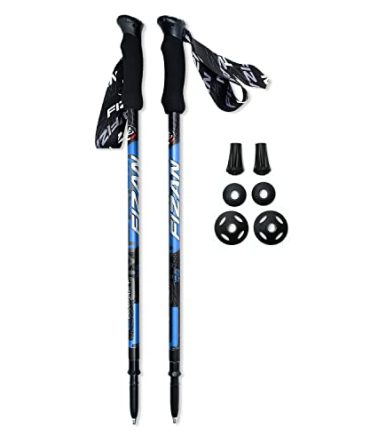 Fizan Compact Trekking Poles - Lightweight, Adjustable, and Customizable for Backpacking and Mountain Climbing (158g/Pole, Blue)