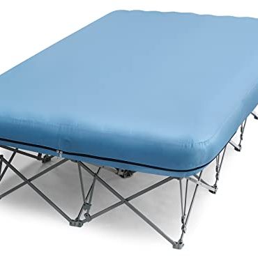 2 Person Camping Cot with Inflatable Air Mattress and Carry Bag - Durable Steel Frame, Noise-Reducing Design