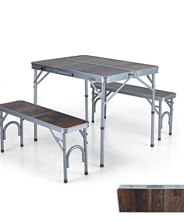 Folding Camping Table and Benches Set