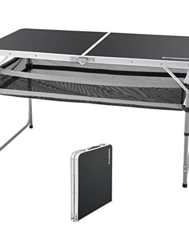 Height Adjustable Portable Lightweight Folding Camping Table with storage