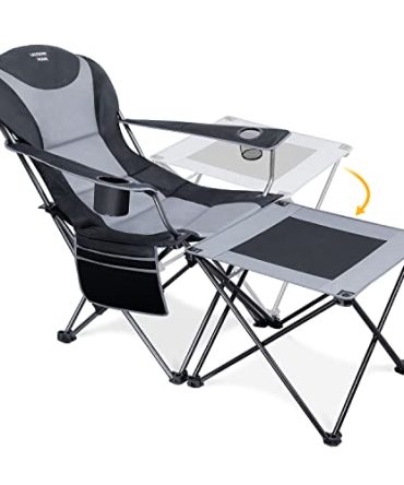 Camping Chair Mesh Chair with Removable Footrest Reclining Lounger