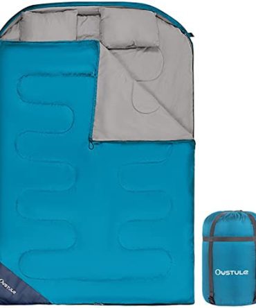 Double Sleeping Bag for Adults, 2 Person with 2 Pillows for Backpacking Camping