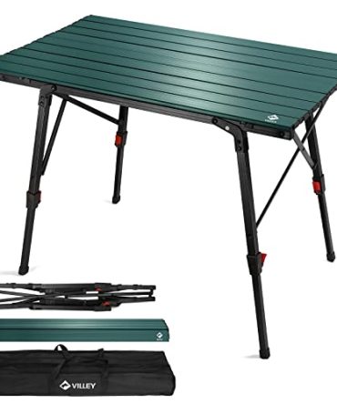 Lightweight Portable Camping Table with Adjustable Legs - Foldable Aluminum Beach Table with Carrying Bag for Outdoor Cooking, Picnic, Beach, Backyard, BBQ, and Party