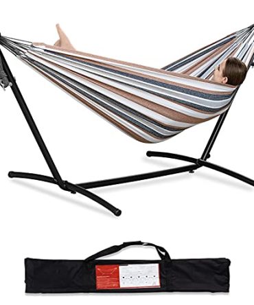 PNAEUT Double Hammock with Space Saving Steel Stand