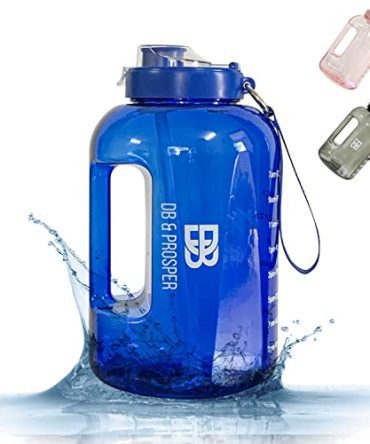 Large One Gallon Blue Motivational Water Bottle With Time Marker