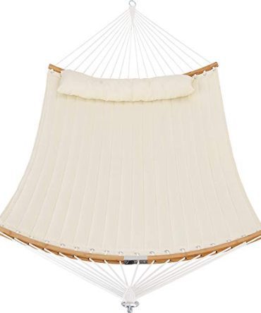 Ultimate Comfort: Patio Watcher 11 Ft Quilted Fabric Hammock with Curved-Bar Bamboo and Removable Pillow