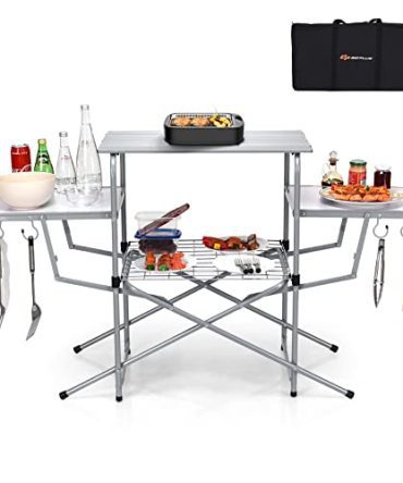 Aluminum Camping Table with 26'' Main Tabletop