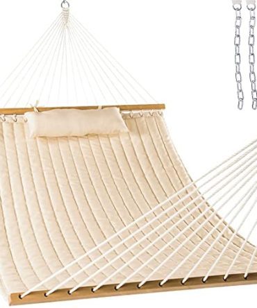 Quilted Fabric Double Hammock with Pillow