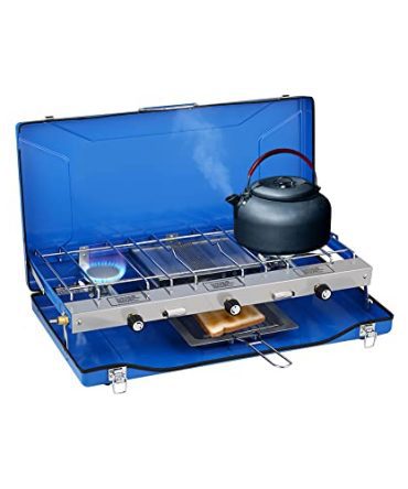 Camping Stove 20,400 BTU, 1 Grill & 2 Burners Propane Stove for Outdoor Cooking