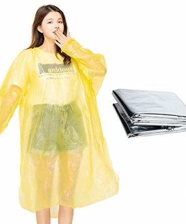 Hiking Emergency Poncho with Hood and 1 Pack Emergency Blanket