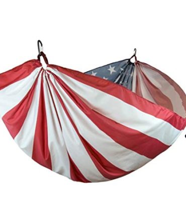 USA Flag Single Parachute Nylon Hammock - Comfortable & Packable with Tree Hanging Kit - Perfect for Camping & Backpacking