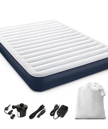 Camping Air Mattress Queen Size with Portable External Electric Pump Storage Bag