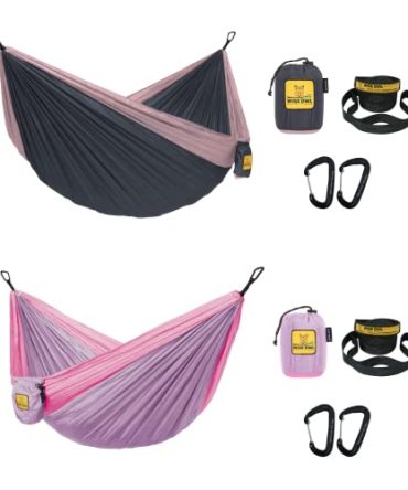 Pink and Black Hiking Outdoor Camping Hammocks Set of 2