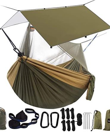 Hammock Camping with Rain Fly Tarp and Net