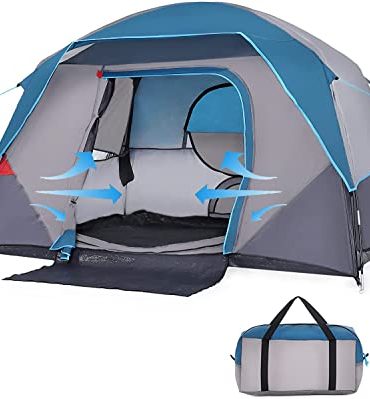 Waterproof Family Tent with Removable Rainfly and Carry Bag