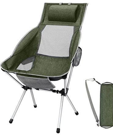 Portable Lightweight Mesh Chair High Back Outside with Pillow and Pocket Carry Bag