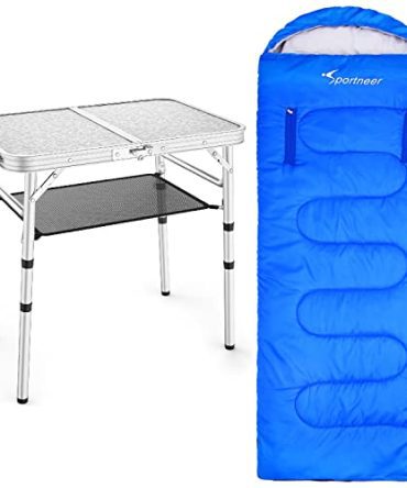 Adjustable Height Camping Table with Mesh Layer