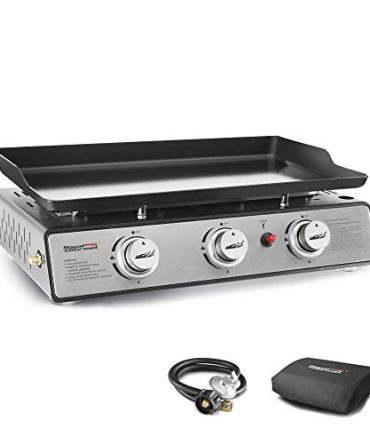 Table Top Gas Grill Griddle with Cover, 25,500 BTUs