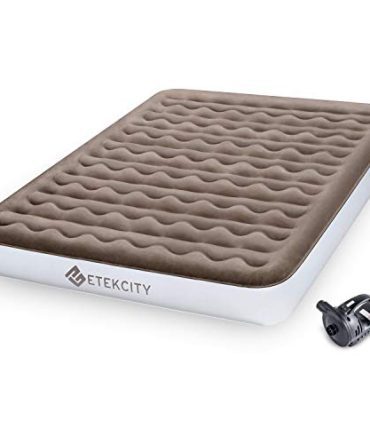 EtekcInflatable Mattress Air Bed Queen Twin with Rechargeable Pump, Leak-Proof