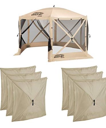 Outdoor Gazebo 6 Sided Canopy Shelter + 6 Pack of Wind and Sun Panels