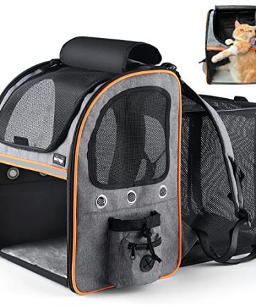 NATUYA Cat Backpack Carrier Expandable Pet Carrier Backpack for Cats Dogs Small Animals Fit Up to 18 Lbs, Dog Carrier Backpack, Foldable Pet Backpack Carriers for Travel, Hiking, Outdoor