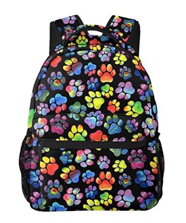 Colorful Dog Cat Paw Pattern Backpacks used for Travel, Hiking, Camping