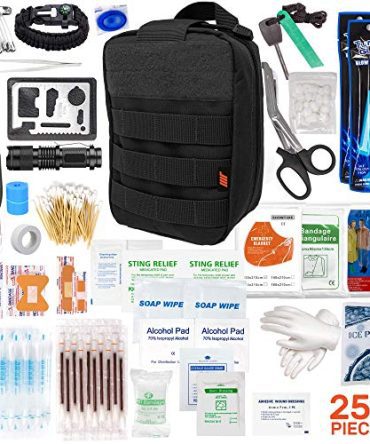 Tactical First Aid Kit Supplies with Molle Compatible Bag