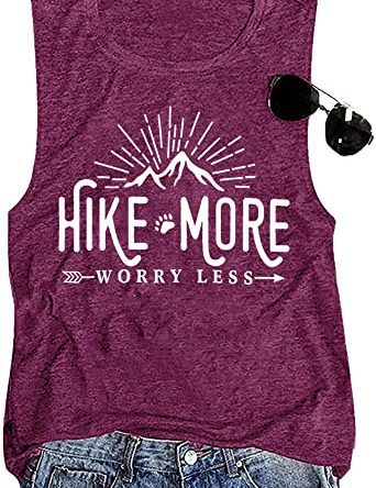 Hike More Worry Less Tanks for Women Funny Graphic