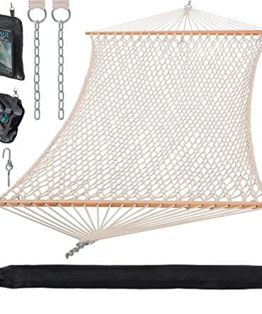 Double Hammock with Hardwood Spreader Bar and Carrying Bag