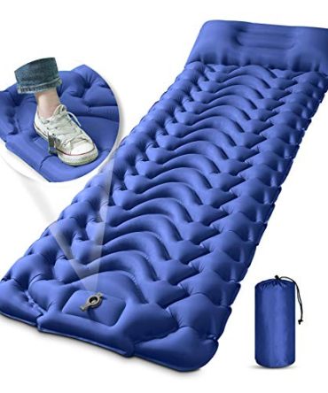 Extra Thickness 4 Inch Inflatable Camping Sleeping Mat with Pillow Built-in Foot Press