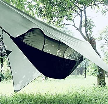 Camping Hammock with Mosquito Bug Net Tent, Rain Fly Tarp & Tree Straps