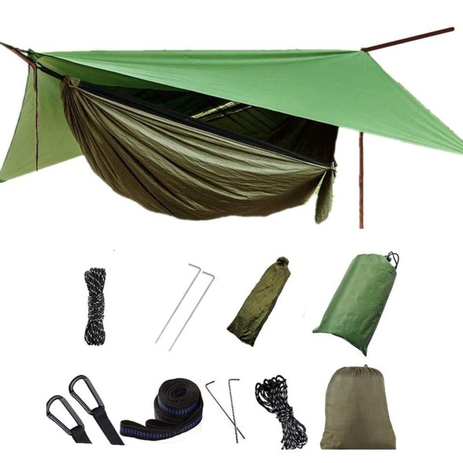 Camping Hammock with Mosquito Net and Rain Fly