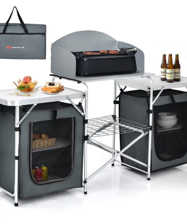 Folding Camping Kitchen Table with Storage