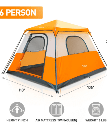 Person Camping Tents 60 Seconds Set Up Automatic Tent Waterproof Family Camping Instant Cabin Tent