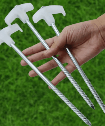 Set of 4/8/10 luminous camping tent pegs made from steel, designed for enhanced visibility and durability in outdoor settings.