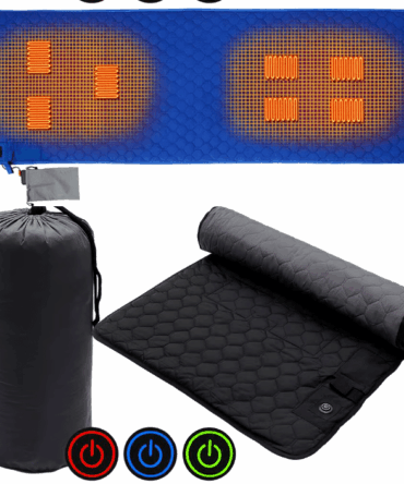 "7-Zone Outdoor Heating Sleeping Mat designed for winter camping, featuring adjustable temperature settings for maximum comfort.