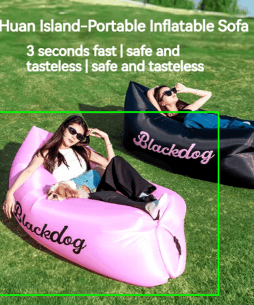 Naturehike BLACKDOG inflatable sofa in pink, lightweight and portable, perfect for outdoor relaxation and office naps. 
