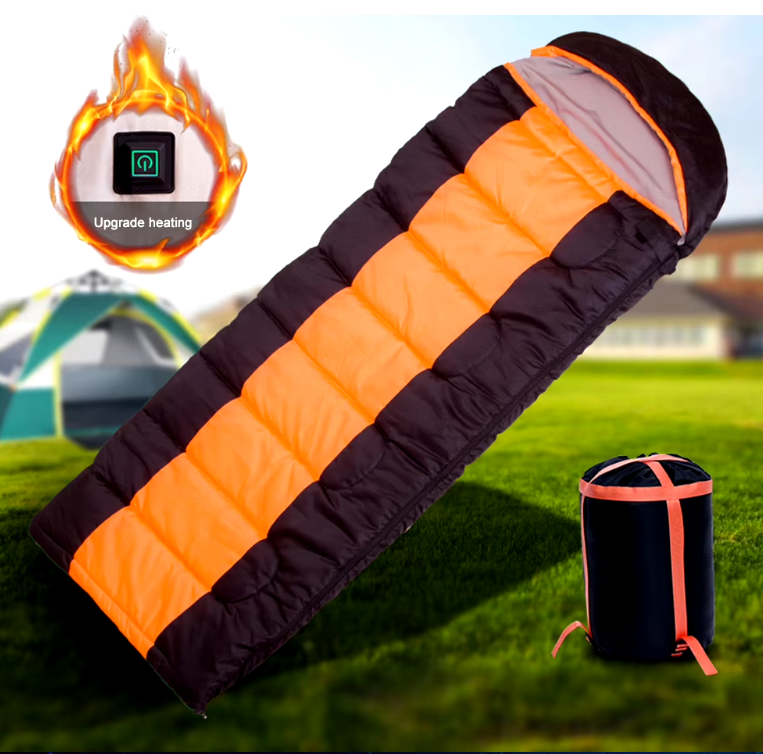 Portable Heated Sleeping Bag designed for winter camping with USB power supply.